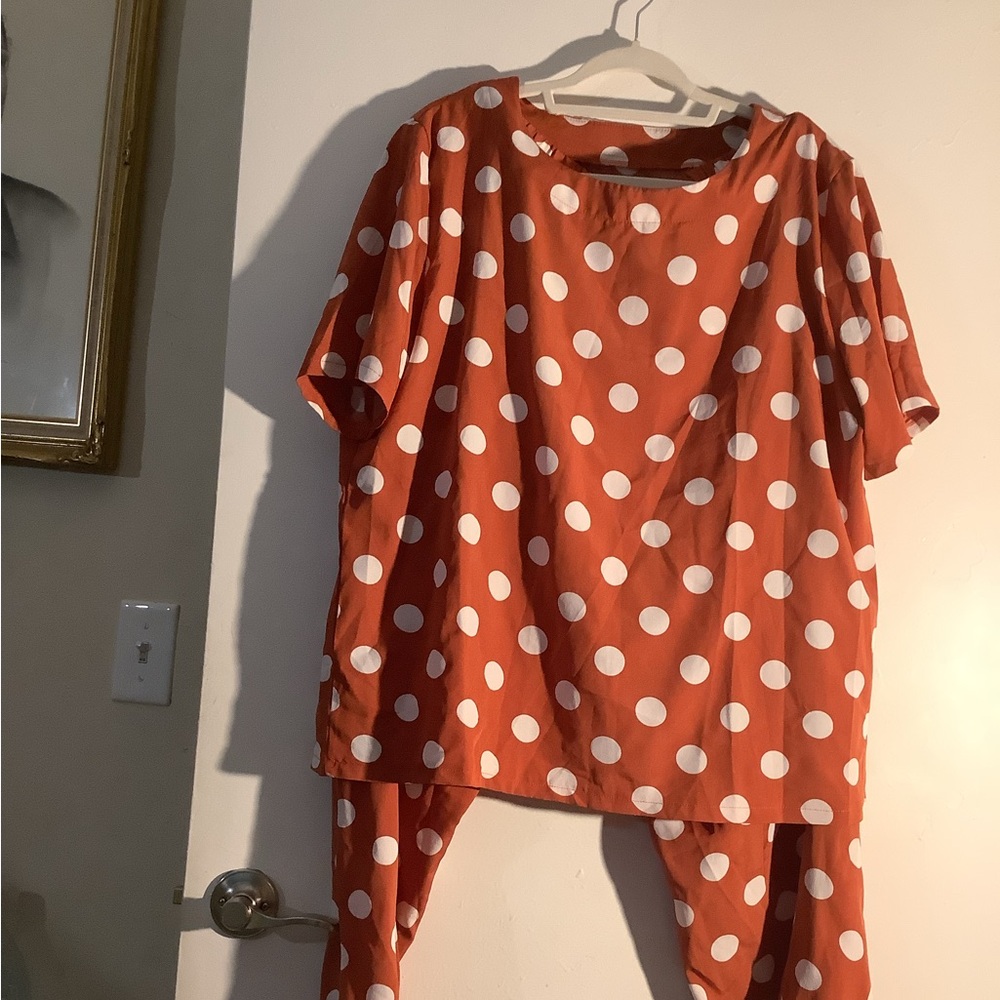#27 Two piece polka dot red and white set